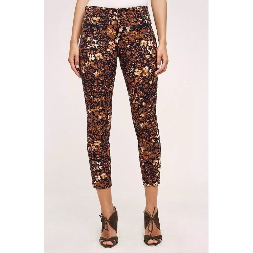 The Essential Slim by Anthropologie Women's Size 6 Brown Orange Pants Trousers